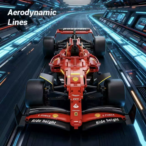 1436-Piece Red Racing Car Building Block Model Toy Set, DIY Assembly Racing Car Building Block Toy, Birthday Gift Surprise Present