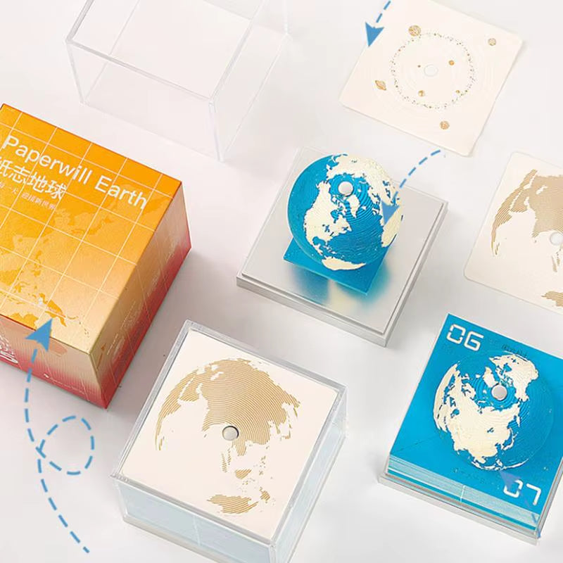 3D Memo Pad Calendar 2025 Tear Away Calendar Desk Calendar 3D Earth Time Piece Calendar Sticky Notes 2025 Calendar Paper Carving