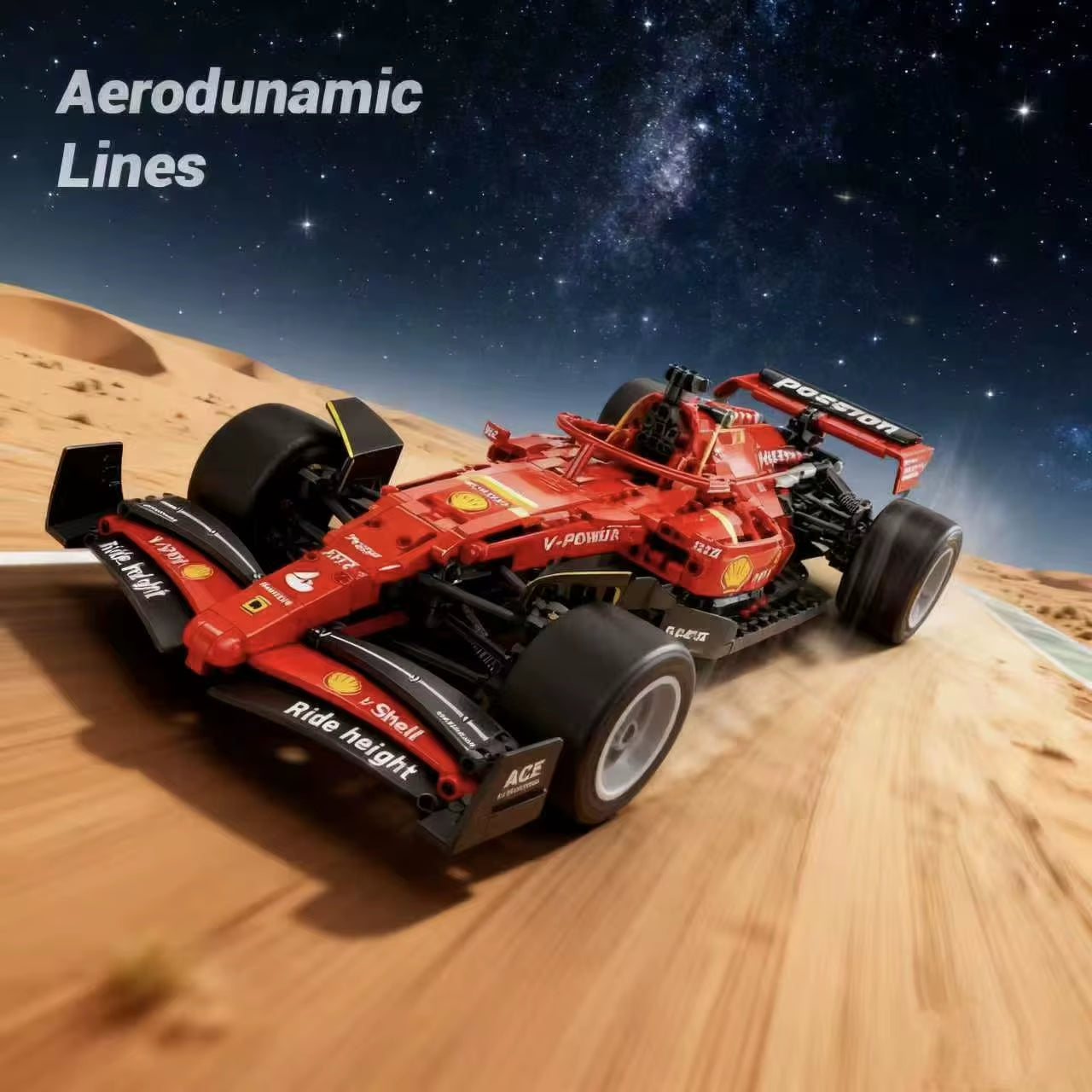 1436-Piece Red Racing Car Building Block Model Toy Set, DIY Assembly Racing Car Building Block Toy, Birthday Gift Surprise Present